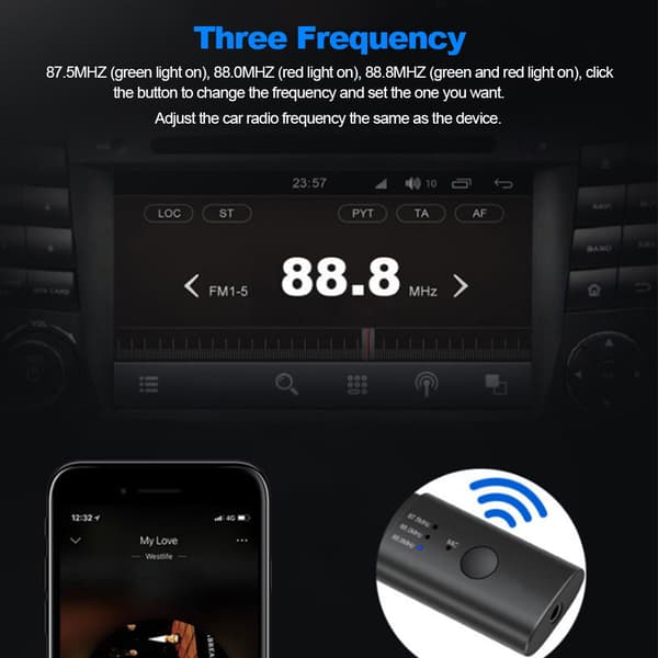 Trådløs Bluetooth 5.0 USB-lydmottaker for bilforsterker bærbart tilbehør