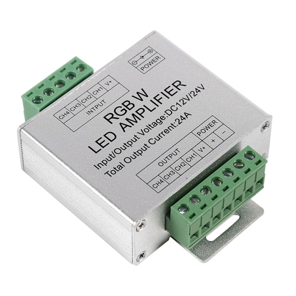 DC12-24V 24A RGBW Signalforstærker med 4-kanals udgang - Aluminiumskal LED-stribe Controller