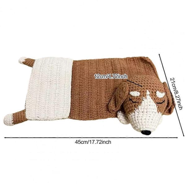 【02】Håndvevd ullpute Sofaoppbevaringspose Myk ull Hundform Håndvevd ullpute med innebygd koppholder Vintersofatilbehør B