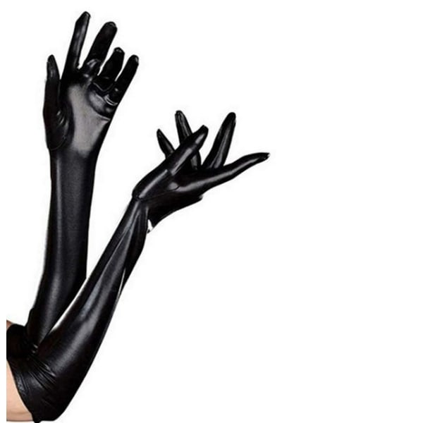 1 par sexede lakhandsker stramme forlængede handsker