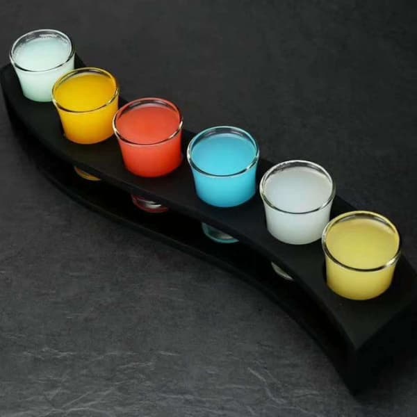 Bambus Bordplade Vinglasholder Stativ til 6 Flasker og Glas