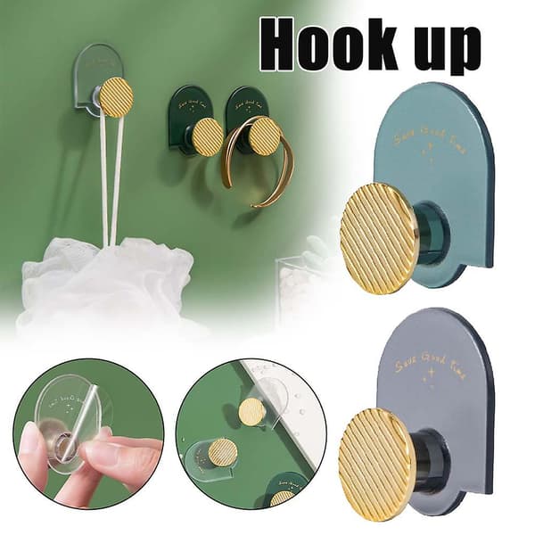 Punch-Free Clear Hook Multifunctional Wall Mount Kitchen Storage Adhesive Hook Gray