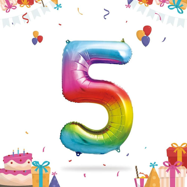 5. syntymäpäiväilmapallot värikkäät - Suuri numero 5 ilmapallo numero 5 - Hyvää syntymäpäivää koristeilmapallot vuosien syntymäpäiväjuhlat lentää heliumilla 5 ilmapallo