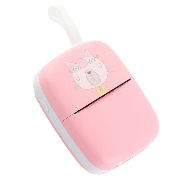 Bærbar Bluetooth Termisk Printer 200dpi Blækfri Trådløs Mini Lomme Printer med 5 Ruller Pink Papir