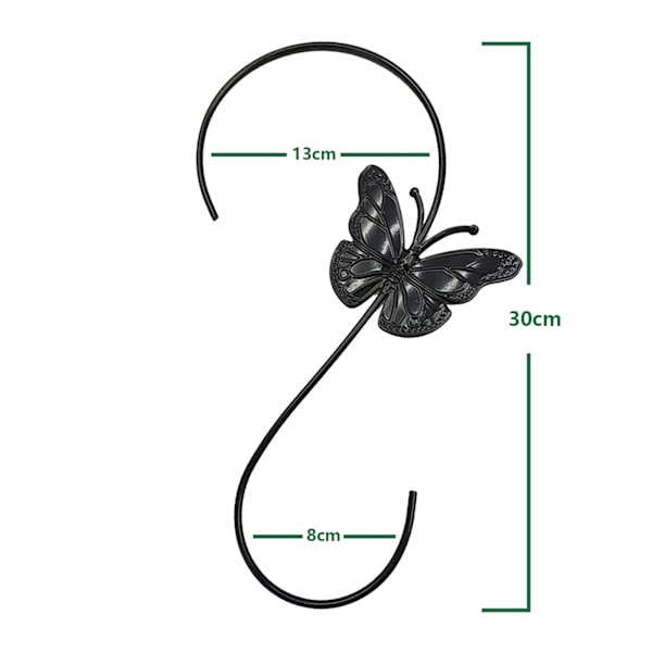 (1 förpackning) (Svart fjädermodell) S-krok 12 tum metall S järnkrok utomhus växt blomkruka hängande fågelmatare 30x13cm