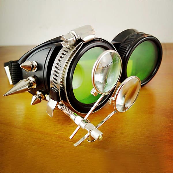 Steampunk Briller Gotiske Steampunk Goggles Halloween Cosplay Goggles Steampunk Kostume Tilbehør til Temafest double mirror