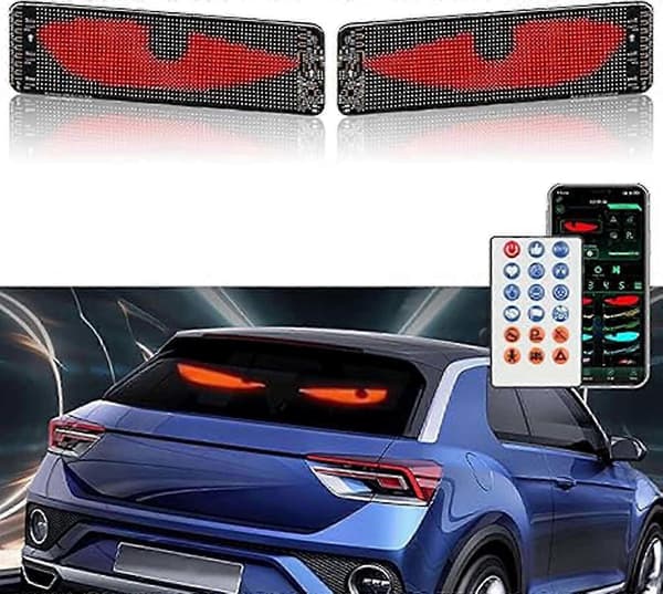 LED-øyne for lastebil/bil frontrute, Devil Eyes-lys med fjernkontroll, tynt fleksibelt LED-displaypanel