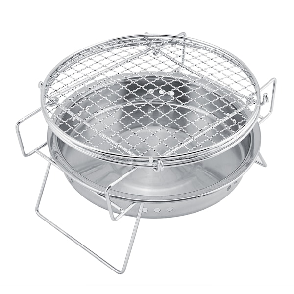 Mini Grill i Rostfritt Stål, Bärbar Vikbar Rund Grill för Utomhus Campinggård