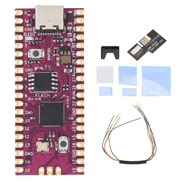 RasPi-levylle tarkoitettu kaksoisydin 264 kt ARM Cortex M0+ -suoritin, joustava mikrokontrollerikortti SD2SP2 SDLoad SDL -sovittimella, musta