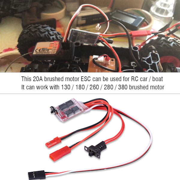 20A Borstad ESC Elektronisk Hastighetsregulator Med Broms För RC Bil / Båt