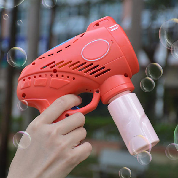 Barn 5 Håls Elektrisk Bubbelmaskin Automatisk Ljus Bubbelmaskin Leksaker Pojkar och Flickor Utomhus Bubbelpistol Gåvor