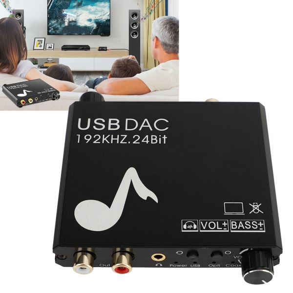 Digital lydkonverter aluminiumslegering Kraftig stereolyd Digital til analog lydkonverter for DVD TV BOX bærbar PC