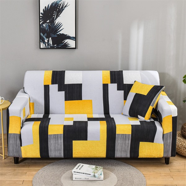 2 pers. sofabetræk 140-180 cm moderne sofabetræk med armlæn Universal elastisk sofabetræk Sofabetræk Slipbetræk gul og grå