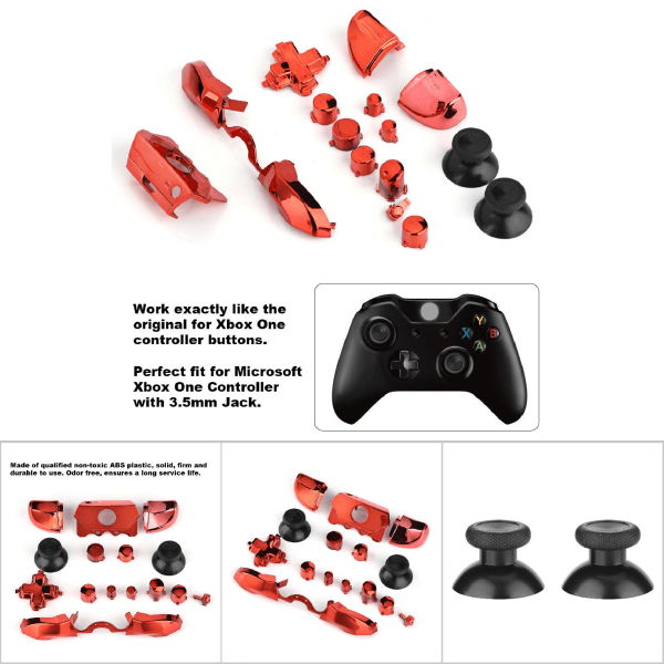 Komplet knapsæt Mod Erstat del til Microsoft Xbox One Controller 3,5 mm stik (rød)