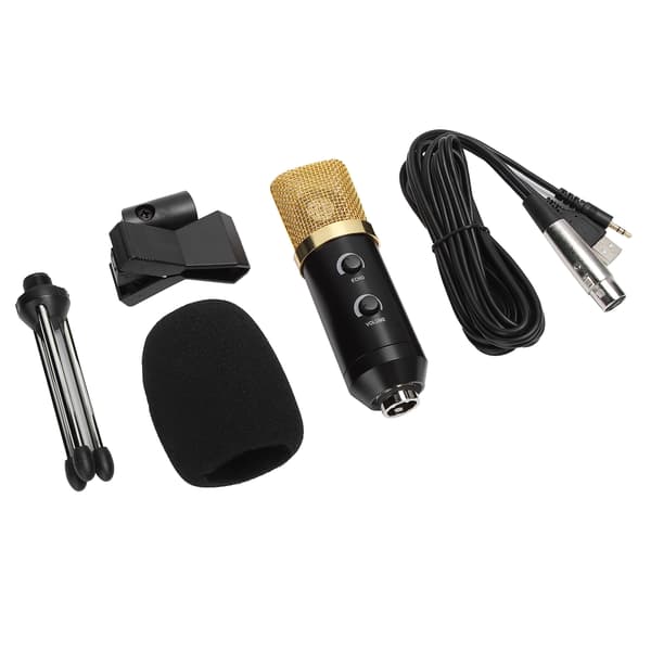 USB Kondensatormikrofon Profesjonell Studio Broadcast Skrivebordsmikrofon med Stativ