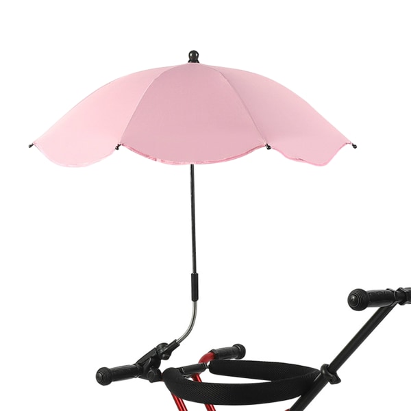 Pink (sølvlim) 35,5 cm 8-ben klapvogn paraply baby klapvogn paraply børneparaply anti-UV parasol paraply gå artefakt paraply chi