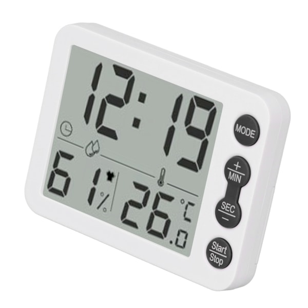 Indendørs Digital Temperatur- og Luftfugtighedsmåler Multifunktionel Elektronisk Termometer Hygrometer med Alarmfunktion Hvid Sort Nøgle
