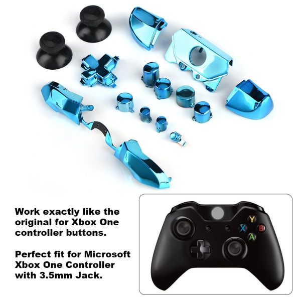 Komplet knapsæt Mod Erstat del til Microsoft Xbox One Controller 3,5 mm-stik (blå)