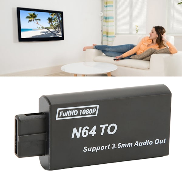 N64 til HD Multimedia Interface Konverter 1080p Support PAL NTSC Videospil Adapter med 3,5 mm Interface