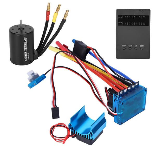 3650 Motor 4300Kv Brushless ESC Køleplade Programkort Sæt til 1/10 RC Bil (60A)