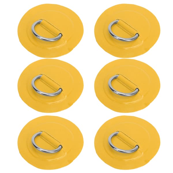 6 stk. oppustelig båd D-ring Pad Patch PVC Holdbart marint rustfrit stål fast spænde (gul)
