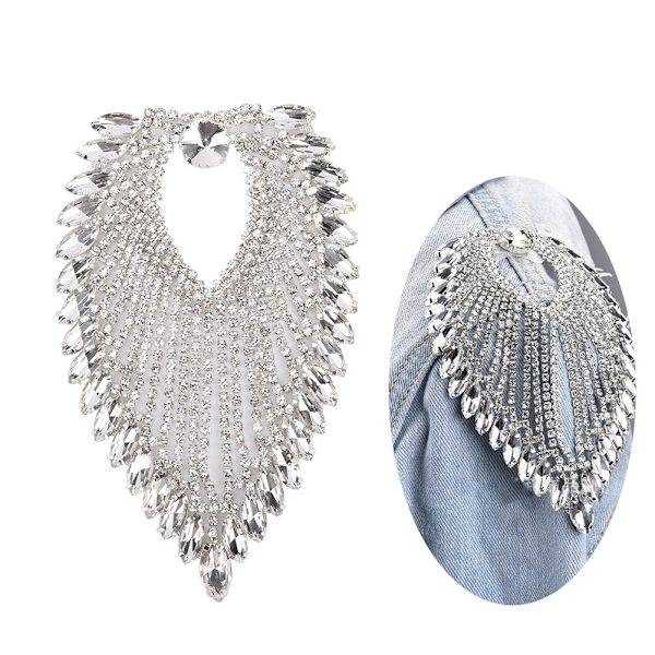 8,5 x 13 cm Rhinestone Claw Chain Dekorativ Krystal Hesteøje Applikation Trim i Hvid