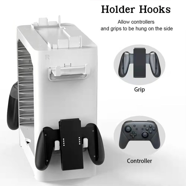 Spilllagringstårn Multifunksjonell Universal Vertikal Spilldiskstativ for Switch Spilltilbehør Hvit