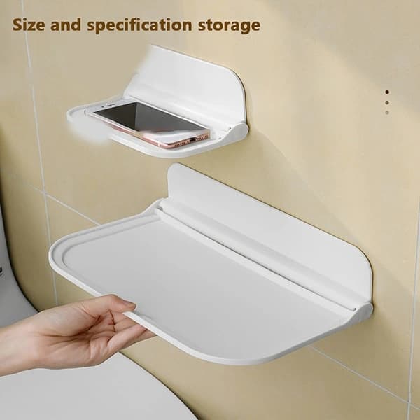 Foldable Wall-Mounted Shelf Punch-Free Plastic Floating Sh White S