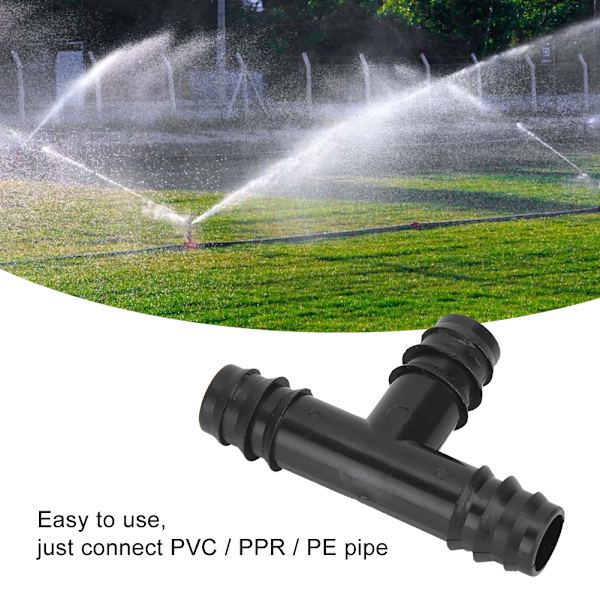Svingrörskopplingskoppling PP-tillbehör för trädgårdsbevattningssystem 16mm 50 st 16mm 3-vägs