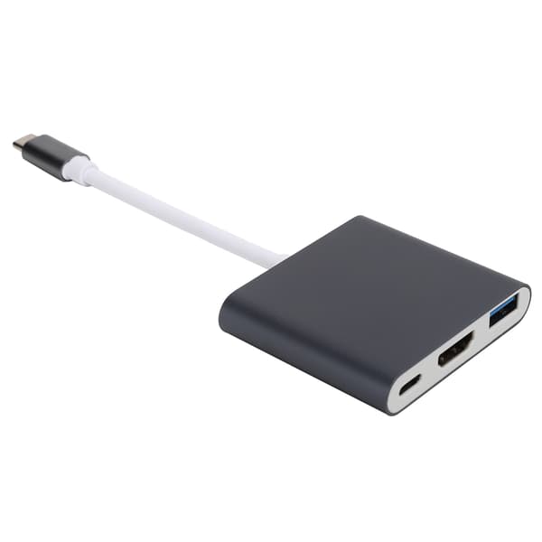 USB C 3.1 Hub -sovitin 3 in 1 -muunnintelakka HDMI 4K:lla, musta harmaa