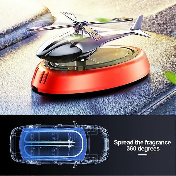 【02】Bilduft Helikopter Bilduftfrisker ornamenter Indretning Solar Roterende Aroma Diffuser til Kontor Red