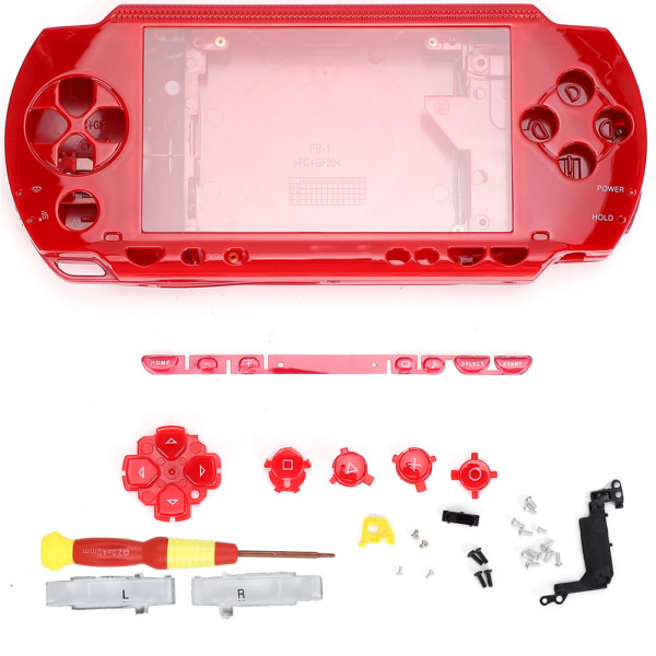 Ersättande ABS-material värdspelkonsolskal med skruvmejsel för PSP1000-konsol röd