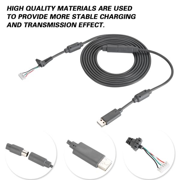 USB 4-pins Spillkontrollkabel Erstatningsledning Avtakbar Adapter For Xbox 360 (Grå)