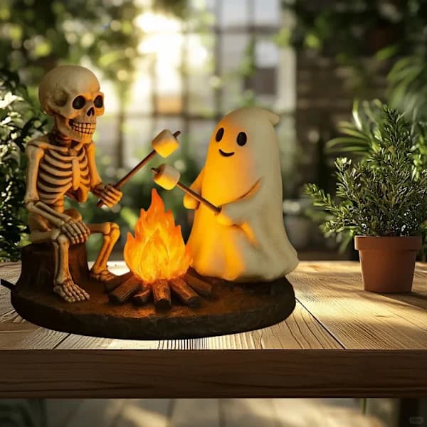 Halloween Ghost Campfire Flickering Night Light Skeleton Ghost Socket Decorations Crafts) Skeleton Ghost