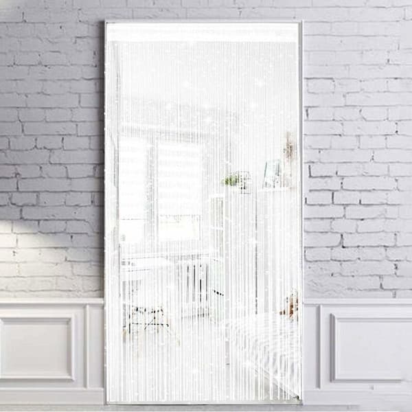 Glitter Curtain Panel, Fly Screen Curtain, Doorway Divider for Window Decorative 100x200cm (White) White