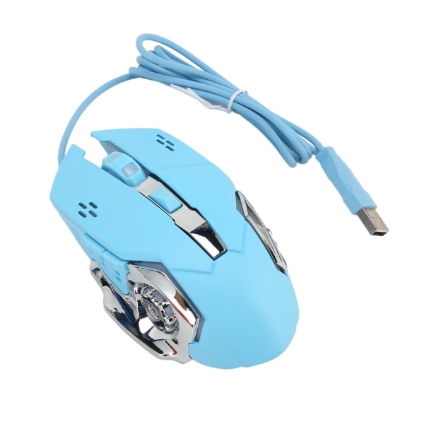 Kablet gamingmus USB Optisk datamaskinmus med RGB-bakgrunnsbelysning 4 Justerbar DPI Opp til 3600 bærbar Silent Mouse for Windows 7 8 10 XP Blue-W
