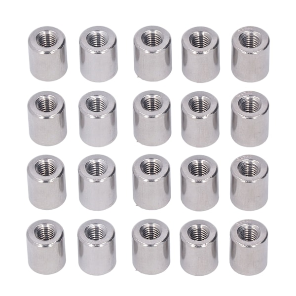 20-pack M6 Honmutter Runda Koppling - Cylindriska Kopplingmutter i 304 Rostfritt Stål