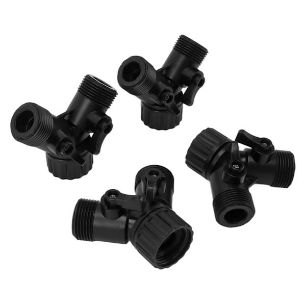 Tap Y Splitter 2 Vejs 2 Ventiler Slange Splitter Stik til Have Slange Hane EU Standard 4 stk Sort