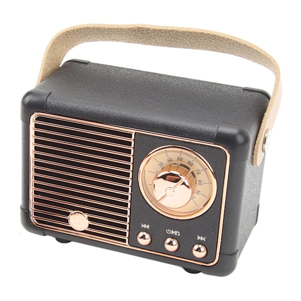 Retro Bluetooth-högtalare Bärbar Trådlös Högtalare Ljudspelare för Hemma Utomhus Inbyggt 400mAh Batteri Svart
