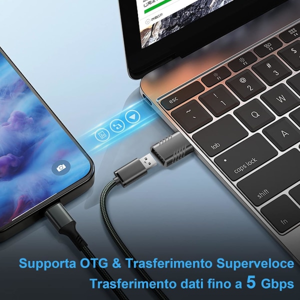 USB 3.0 til USB C-adapter, USB C-han til USB A-hun OTG-adapter, Thunderbolt 3 til USB 3.1/3.0/2.0 til Galaxy, MacBook Pro og andre enheder med USB