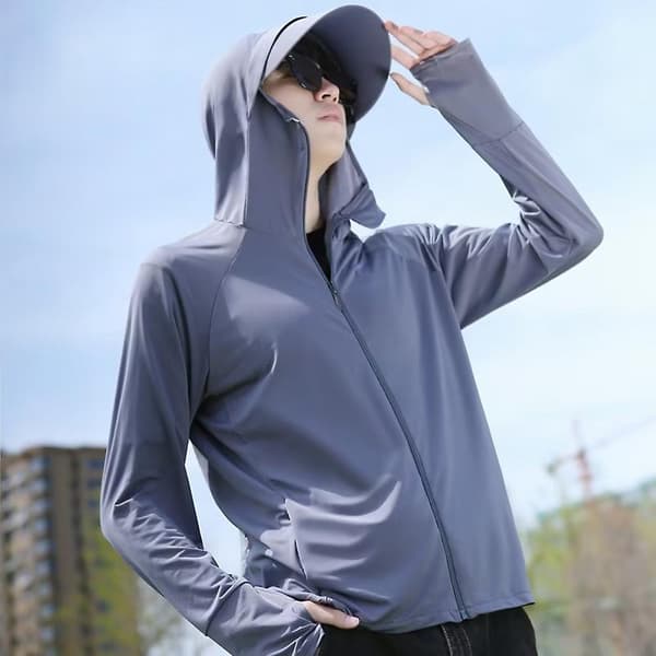 Solskyddskläder i polyesterfiber, vikbar sportjacka för solskydd Dark Grey L