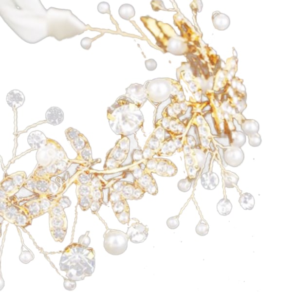 Rhinestone Blomster Bröllopspannaband Vackert Handgjort Brud Rhinestone Huvudbonad Guld