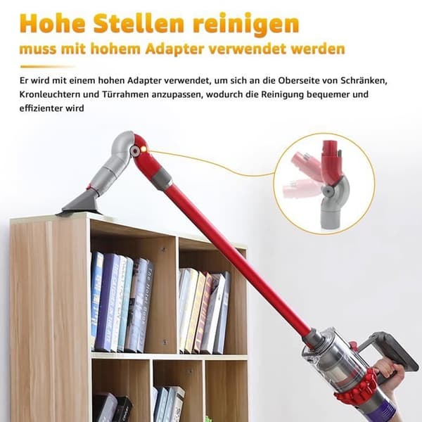 BLOSSOM Vacuum Cleaner Lower Adapter, For Dyson V7, V8, V10, V11, V15, With Bent Quick Release Extension