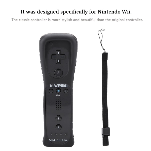 Somatosensorisk Spillhåndtak Kontroller Gamepad Bygget Inn Akselerator For Nintendo Wii WiiU (Svart)