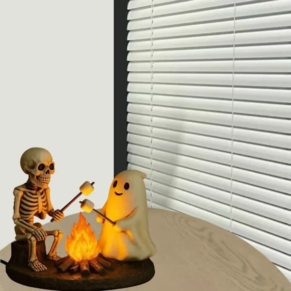 Halloween Ghost Campfire Flickering Night Light Skeleton Ghost Socket Decorations Crafts) Skeleton Ghost