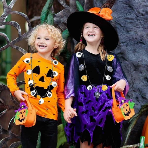 Halloween LED Græskarhalskæde – Lysende festtilbehør til voksne orange