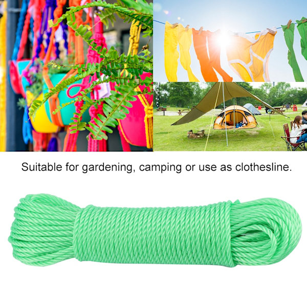 20m Nylon Replina, Snöre, Tvättlina, Trädgård, Camping, Utomhus (Grön)