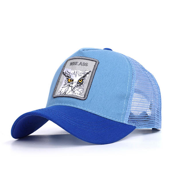 Baseballhatt Blå Wise Ass Caps Brodert Dyr Justerbar Hul Ut Pustende Strapback Hatt for Menn Gaver