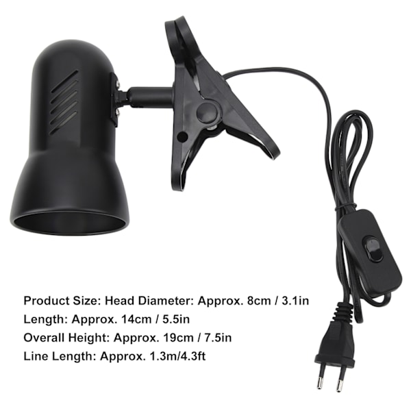 360° Roterbar LED Klemmearbeidslampe med E27-holder - Plug and Play Clip-on Leselys, EU-plugg 85-265V