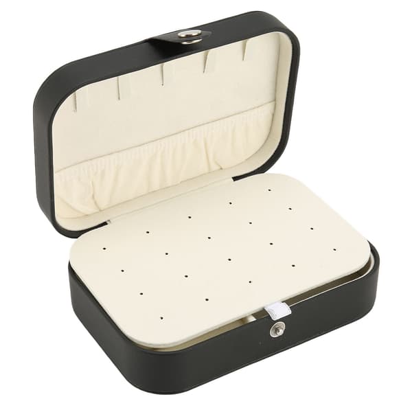 Smykkeskrin Multi Layer Rum Flip Åben Øreringe Halskæde Organizer Sort